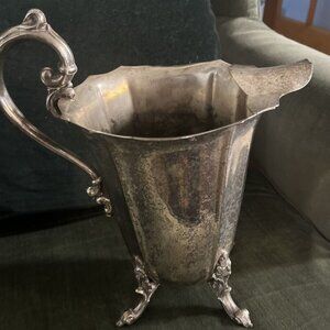 Ornate Footed Vintage Antique Silver Plate Water Pitcher MARKED R/S ON BOTTOM